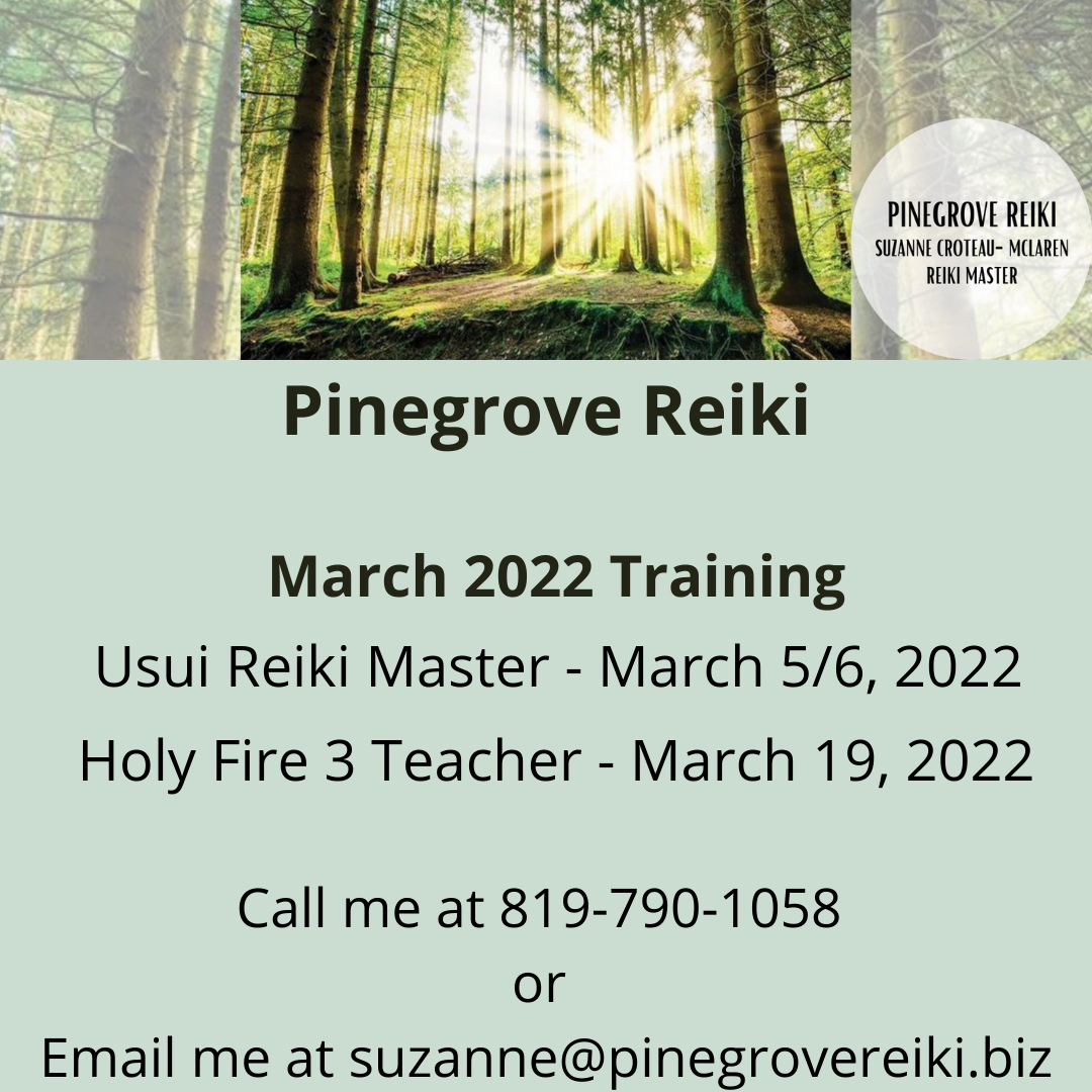  Usui Reiki Master Training with Suzanne Croteau of Pinegrove Reiki