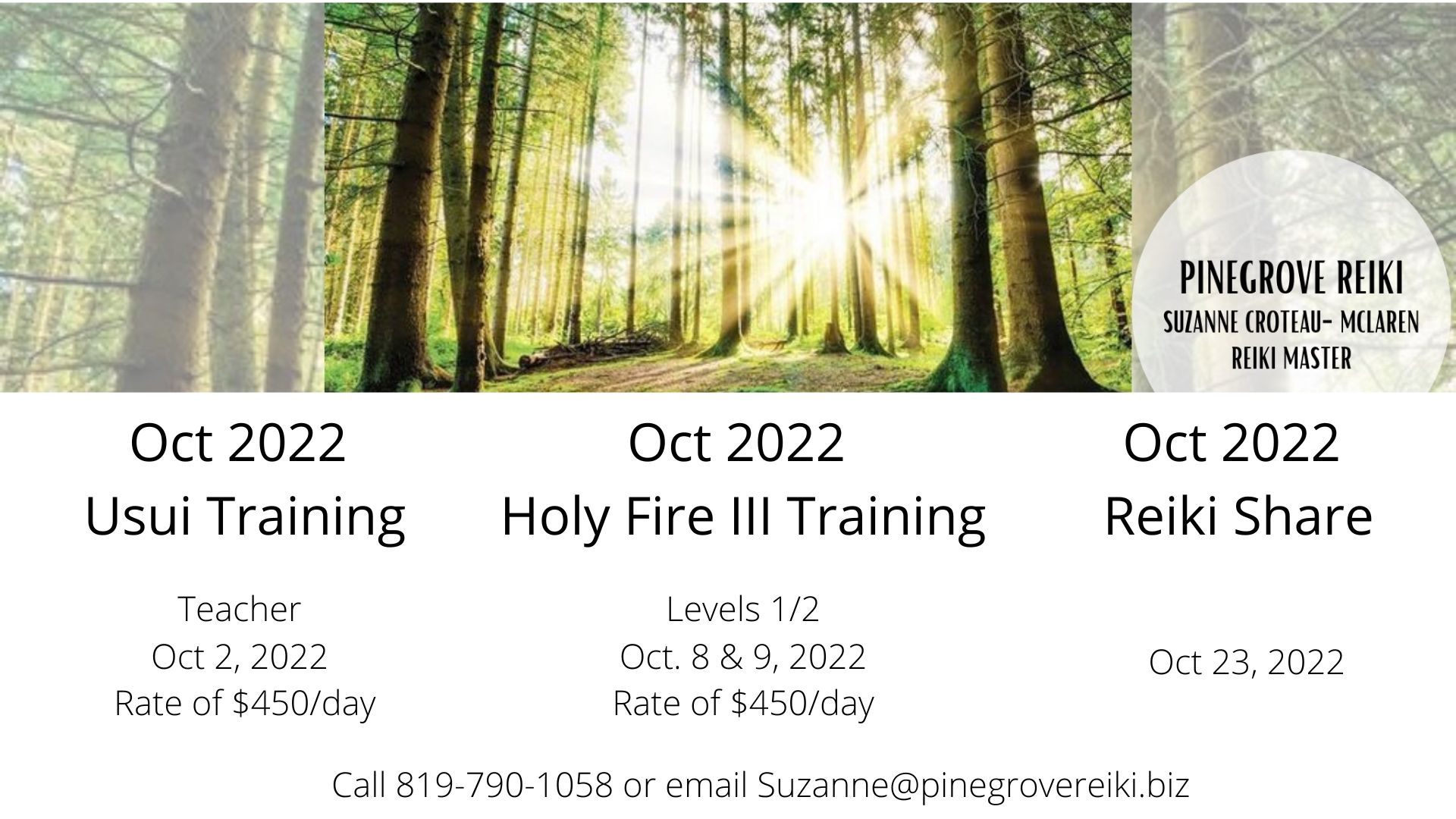  Pinegrove Reiki Holly Fire III Level 1/2 Reiki Training with Suzanne Croteau