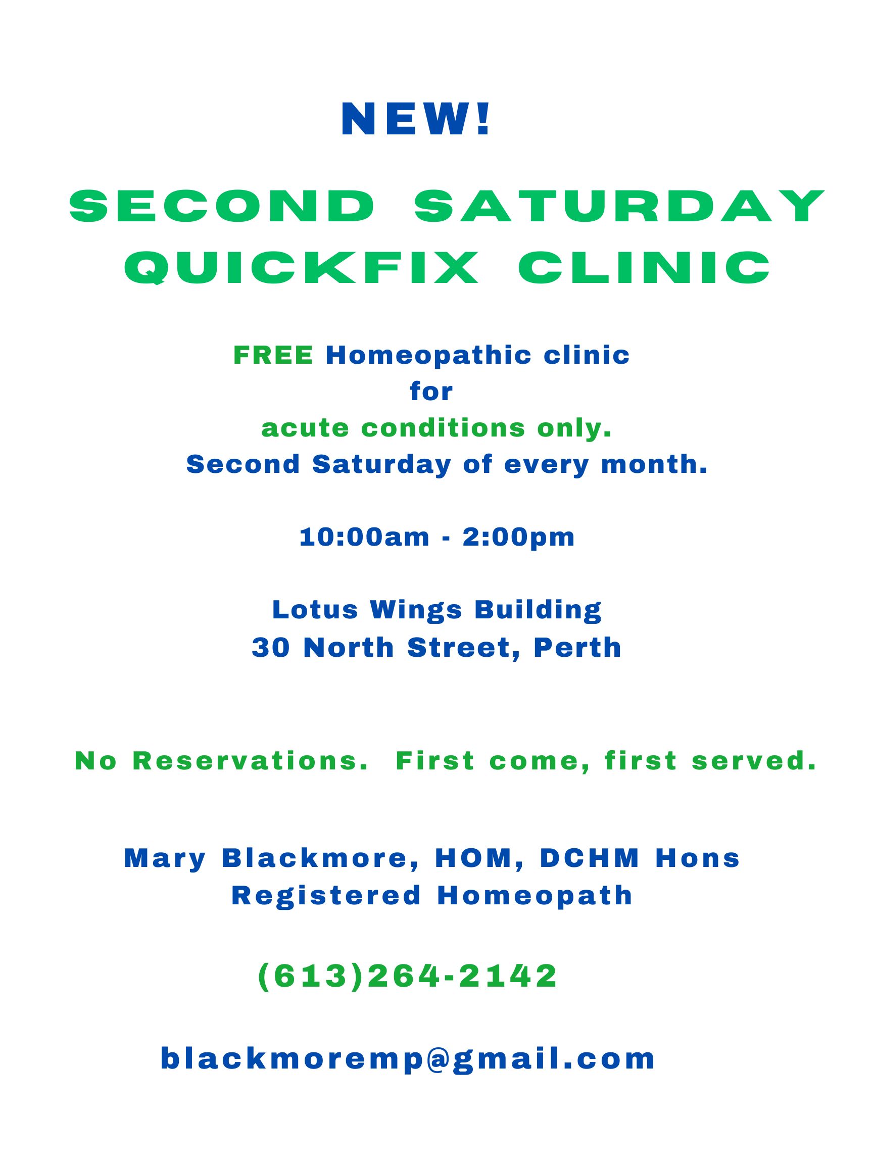  Second Saturday Quick Fix Clinic with Mary Blackmore